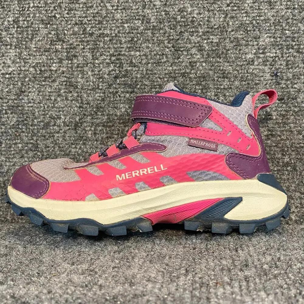 Merrell Moab Pink Purple Speed 2 Mid A/C Waterproof Hiking Boots Sneaker Kids 13